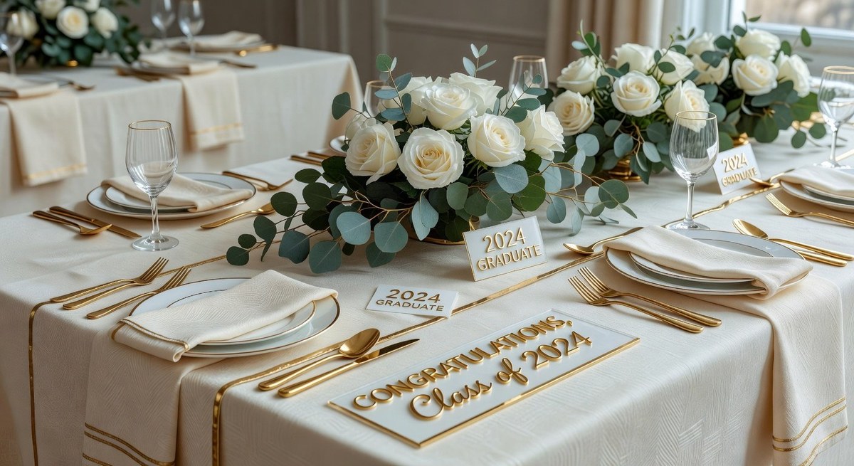Elegant graduation party setup