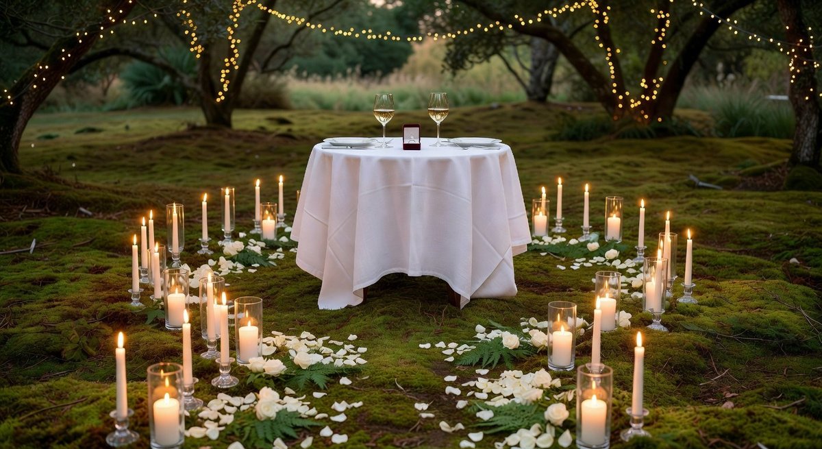Romantic proposal decoration setup